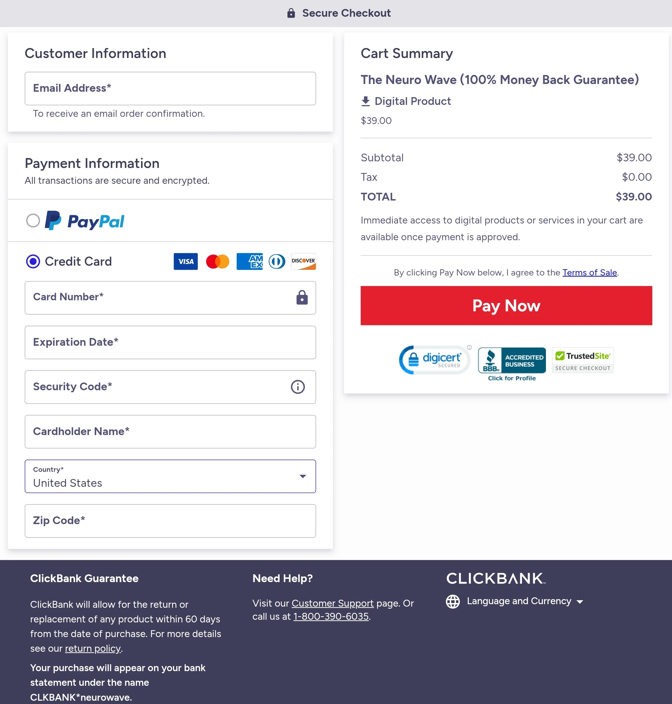 The Neuro Wave order form